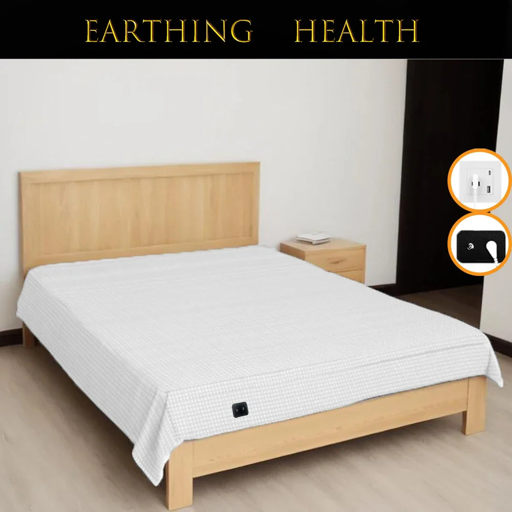 Earthing Grounding Flat Sheet – 10% Silver Fiber Conductive Antistatic Cotton Blend with Grounding Cord