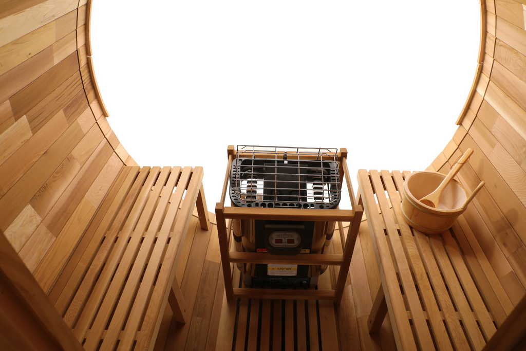 Blisspod | Prague | Canadian Red Cedar Outdoor Steam Barrel Sauna | Full Glass Back