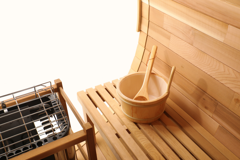 Blisspod | Prague | Canadian Red Cedar Outdoor Steam Barrel Sauna | Full Glass Back