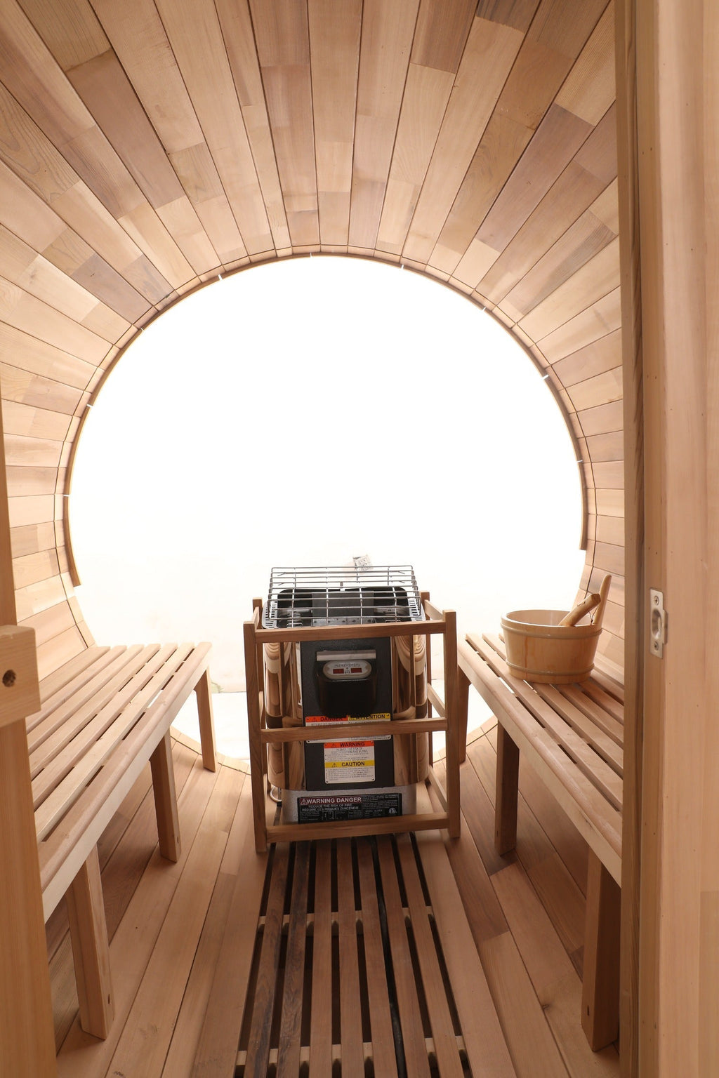 Blisspod | Prague | Canadian Red Cedar Outdoor Steam Barrel Sauna | Full Glass Back